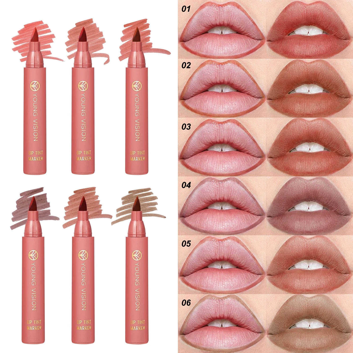 Bulbusbow Matte Lipstick Lip Dye Pen Lipliner Waterproof Lasting Sexy Matte Lip Liner Contour Pen Lipgloss Makeup Non-Stick Cup Cosmetics