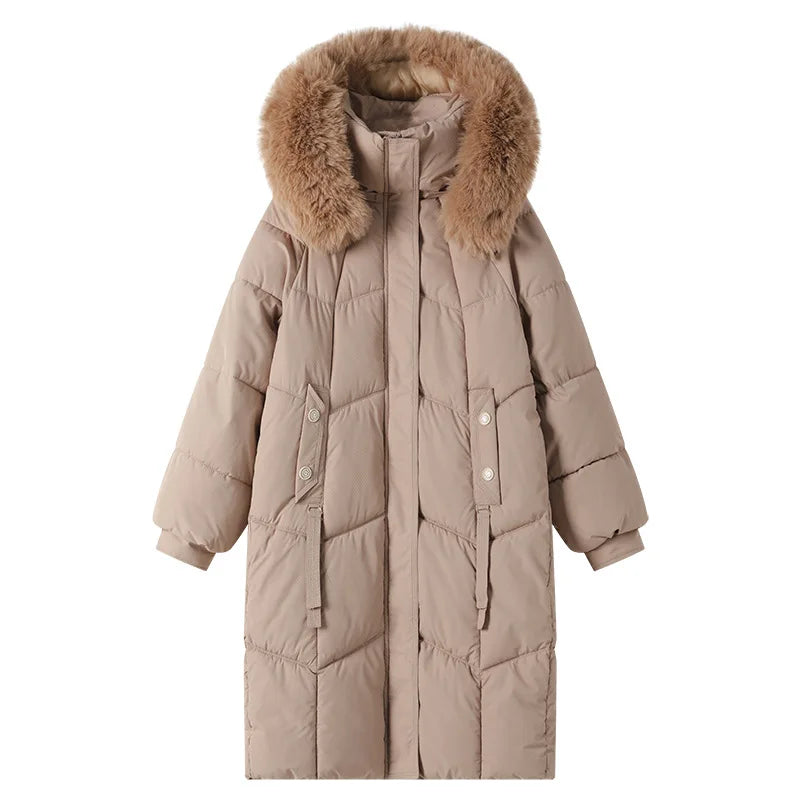 YJKDYK 2024 Winter Women's Jacket Female Fur Collar Warm Long Parkas Coats Women's High Collar Thicken Warm Cotton Jacket