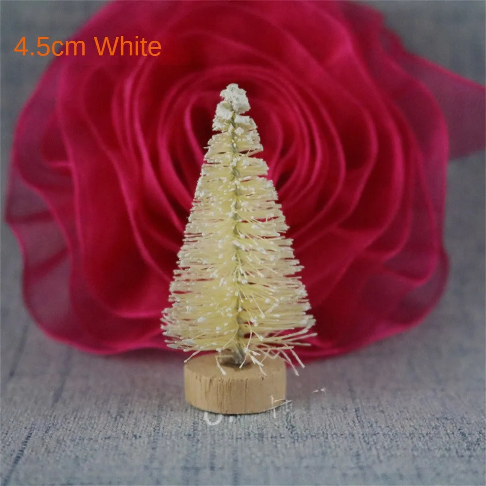 12PCS Set Mini Christmas Tree DIY Christmas Decorations 2025 Year Small Pine Tree Xmas Ornaments Navidad Gifts Christmas Decors