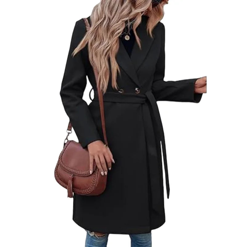 Outerwears Women's Trench Coat One Button Belt Lapel Coats Slim Elegant Females Streetwear Jacket Autumn winter Coats Woman