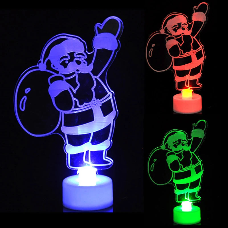 LED Mini Night Lights Colorful Flashing Lights Snowman Lamp Christmas Ornament Birthday Party New Year's Decor Festive Lighting