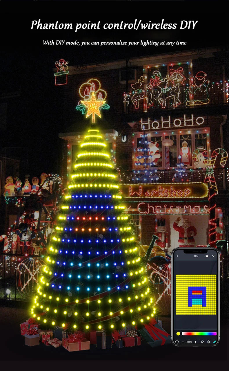 2.1M LED Christmas Tree Decorative Light Lntelligent iDeal LED APP Application Control DIY Lmage Light String For Quick Shipping