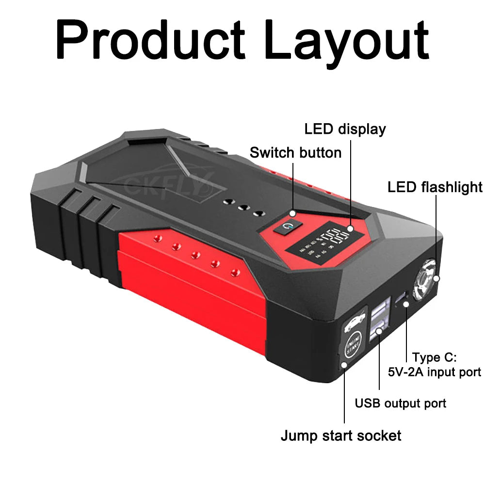 New 1200A Car Jump Starter 18000mAh Power Bank Petrol Diesel Car Battery Charger Starting For Auto Battery Booster to Start Car