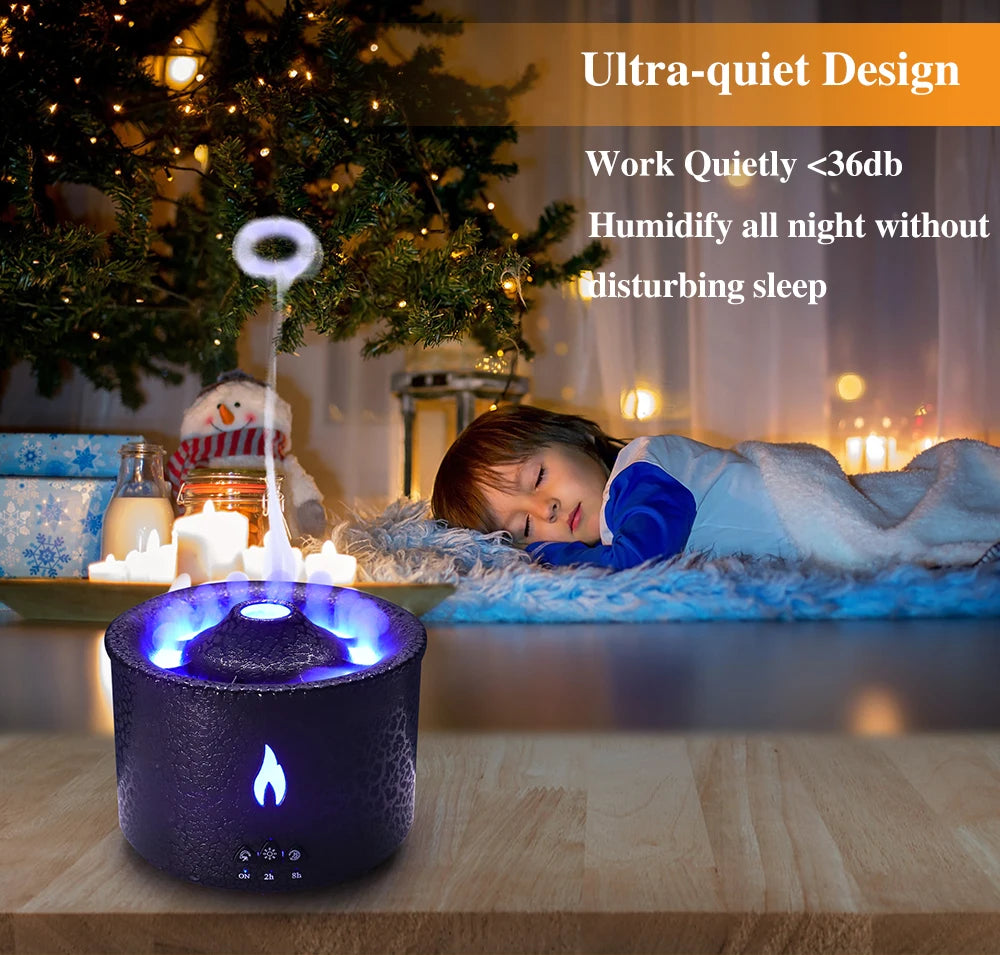 Volcano Fire Flame Air Humidifier Aroma Diffuser Essential Oil with Remote Control Jellyfish for Home Fragrance Mist Mak Smoking