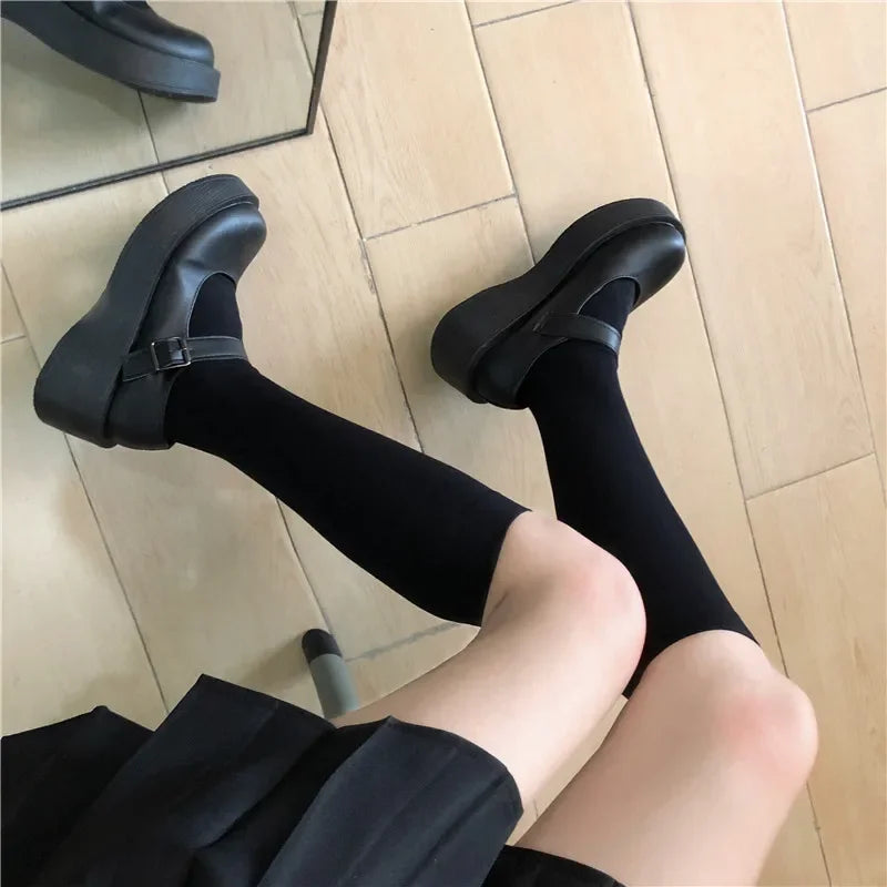 Solid Color Black White Long Socks Stockings JK Japan Style School Girls Thigh High Stockings Lolita Kawaii Cute Knee High Socks