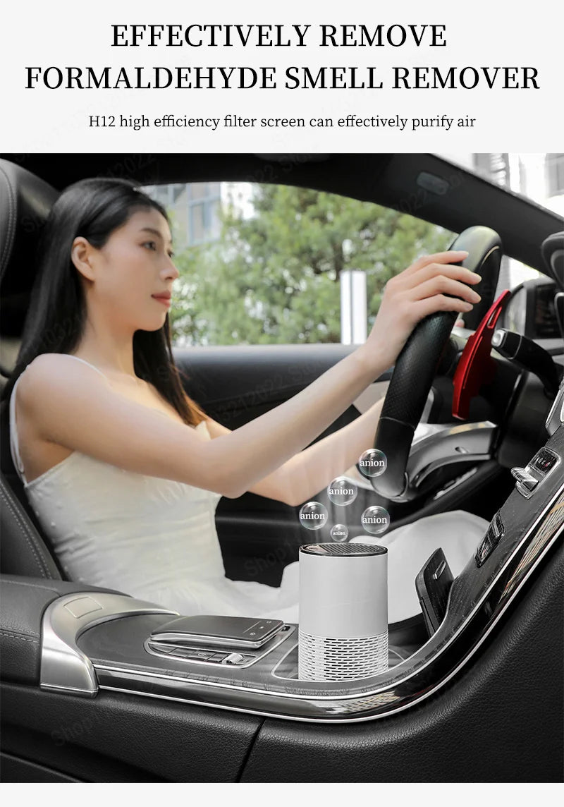 Xiaomi Youpin Car Air Purifier Desktop Filter Negative Ion Sterilization Odor Removal Air Freshener Purification Closet Mini