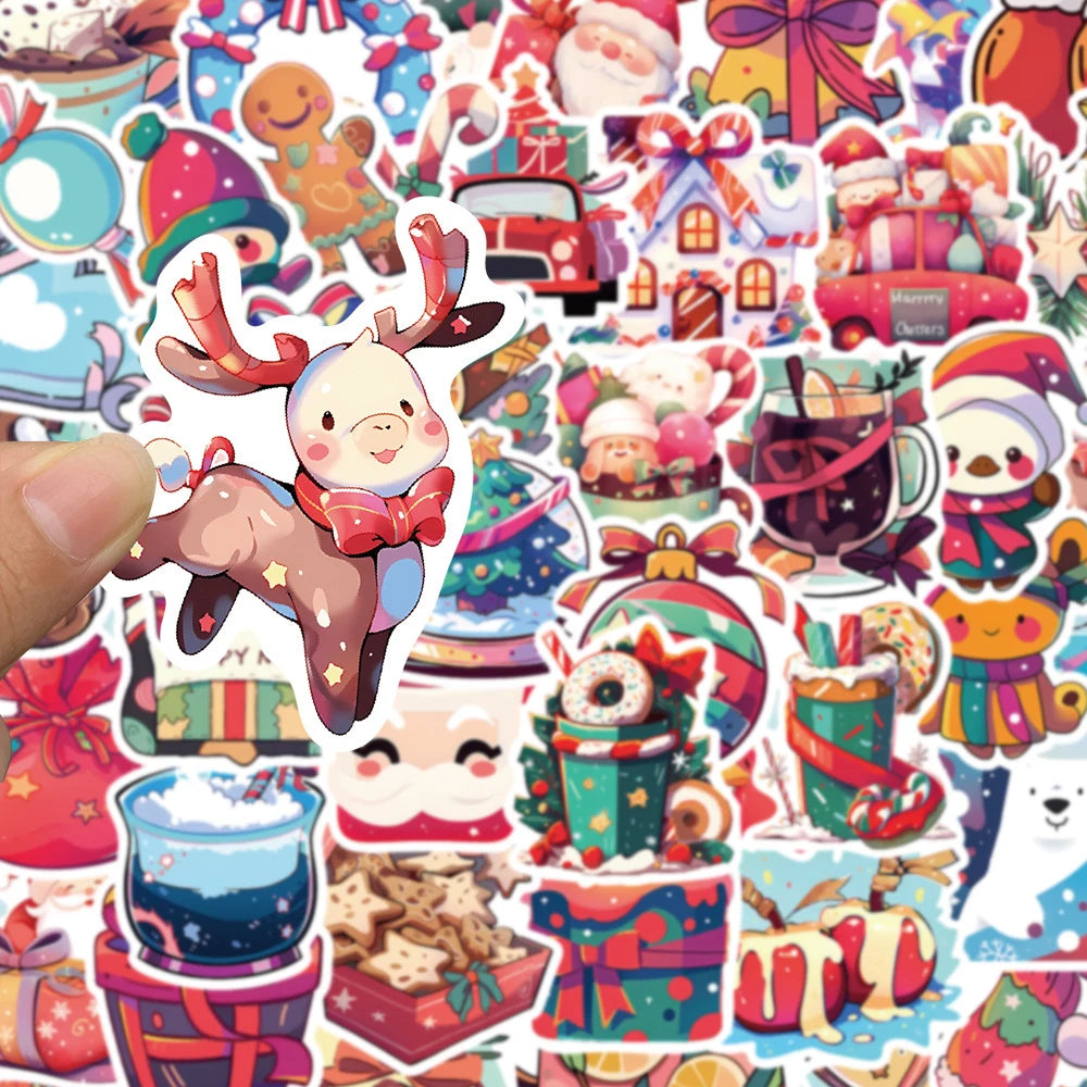 10/30/50pcs Kawaii Cartoon Christmas Art Aesthetic Stickers Pack for Kids Toy Diary Laptop Scrapbook Decoration Graffiti Sticker