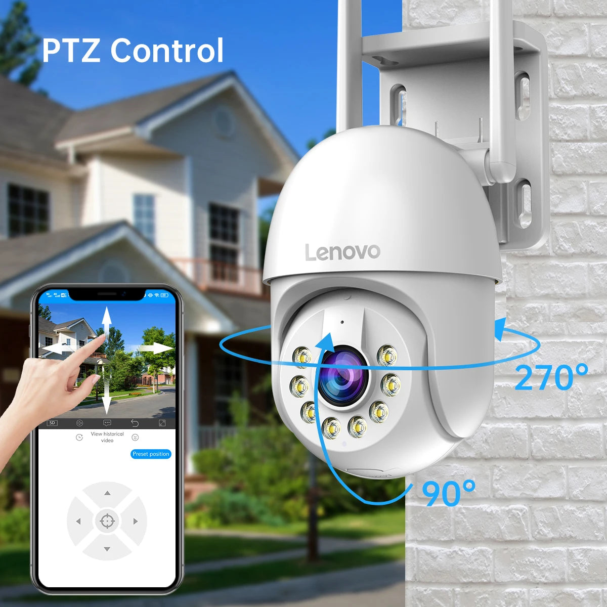 Lenovo 3MP 5MP PTZ WIFI IP Camera Audio CCTV Surveillance Smart Home Outdoor 4X Digital Zoom Color Night vision Waterproof