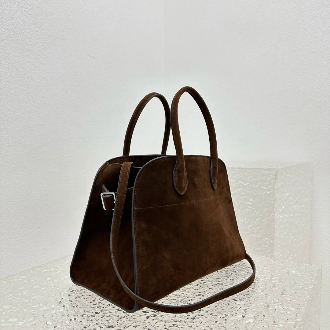 Leather 12 Inches 30.5CM Handbag Shoulder  Italian Cowhide Large Capacity Suede Soft High Quality