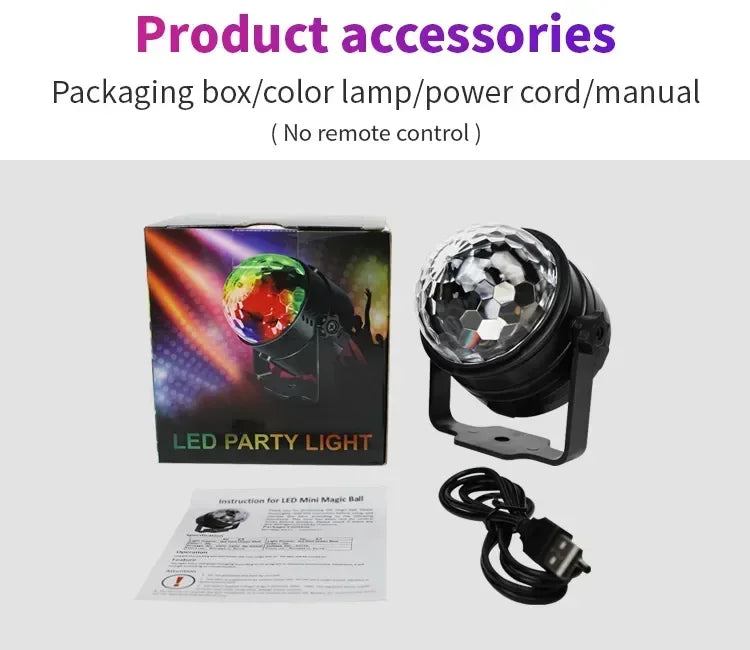 LED Stage Disco Light Rotating DJ Ball Strobe Remote Sound Control Magic Dance Car RGB Christmas Gift Party Club Laser Show Lamp