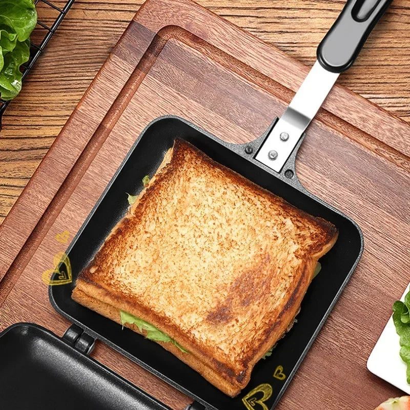 Aluminum Frying Pan Double-sided Non Stick Pans Breakfast Sandwich Bread Mold Fried Eggs Steak Baking Pan Household Cooking Tool