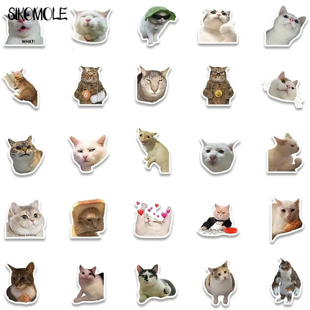 10/30/50pcs Cat MEME Funny Animals Graffiti Stickers Vintage Toy DIY Kids Phone Luggage Motorcycle Laptop Suitcase Decal Sticker