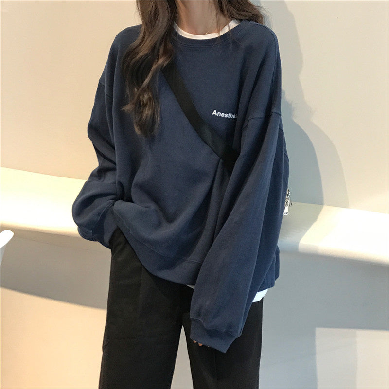 Hoodie Women Letter T-shirt Summer Korean Fashion Thin Chic Long Sleeve Top Women's Sweatshirts Loose Cool Pullover Y2k Clothes