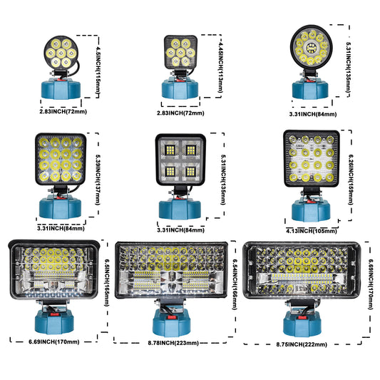 Cordless LED Work Light Jobsite Light Spotlight Tool for Makita 18v Battery Lamp Flood Light Flashlight(No Battery)