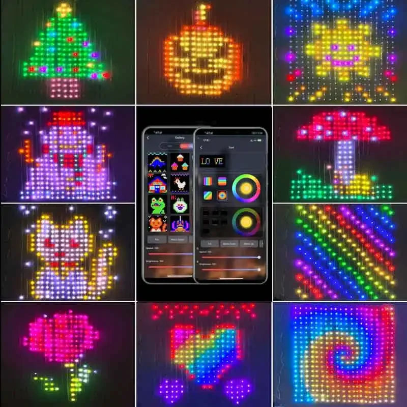 LED 装饰 RGB 窗帘智能灯应用程序控制串灯仙女灯 DIY 图案和文字可编程音乐同步遥控器