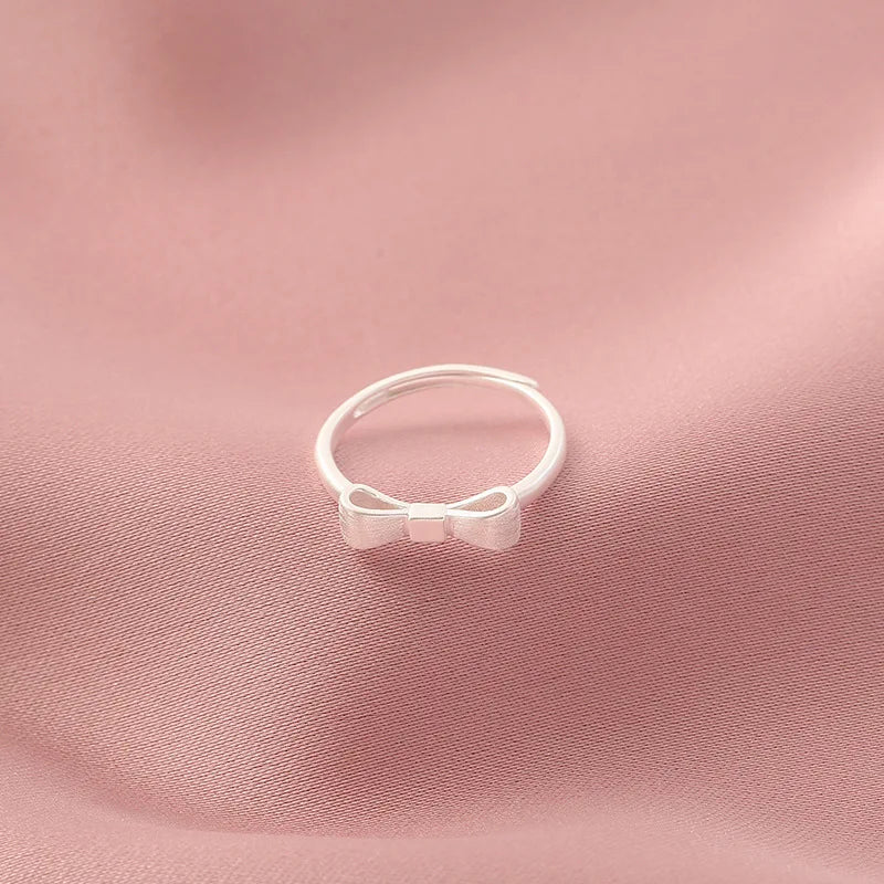 BF CLUB 925 Sterling Silver Ring For Women Jewelry String Bow Finger Open Vintage Handmade Ring Allergy For Party Birthday Gift