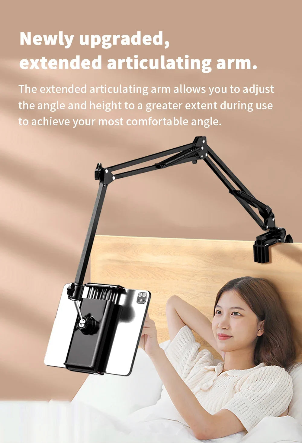 Tablet Holder for Bed with 90cm Metal Arm 360° Rotating Bed Tablet Mount Stand For iPad Stand 4.5~11 Inch Phone Tablet Bracket