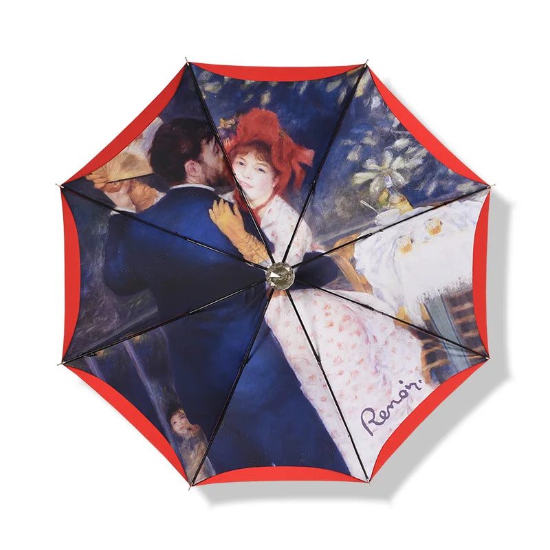 Luxury Korean Long Handle Umbrella Crystal Sunshine Sun Rain Red Strong Windproof Umbrella Womens Girl Parapluie Gift Box SY182