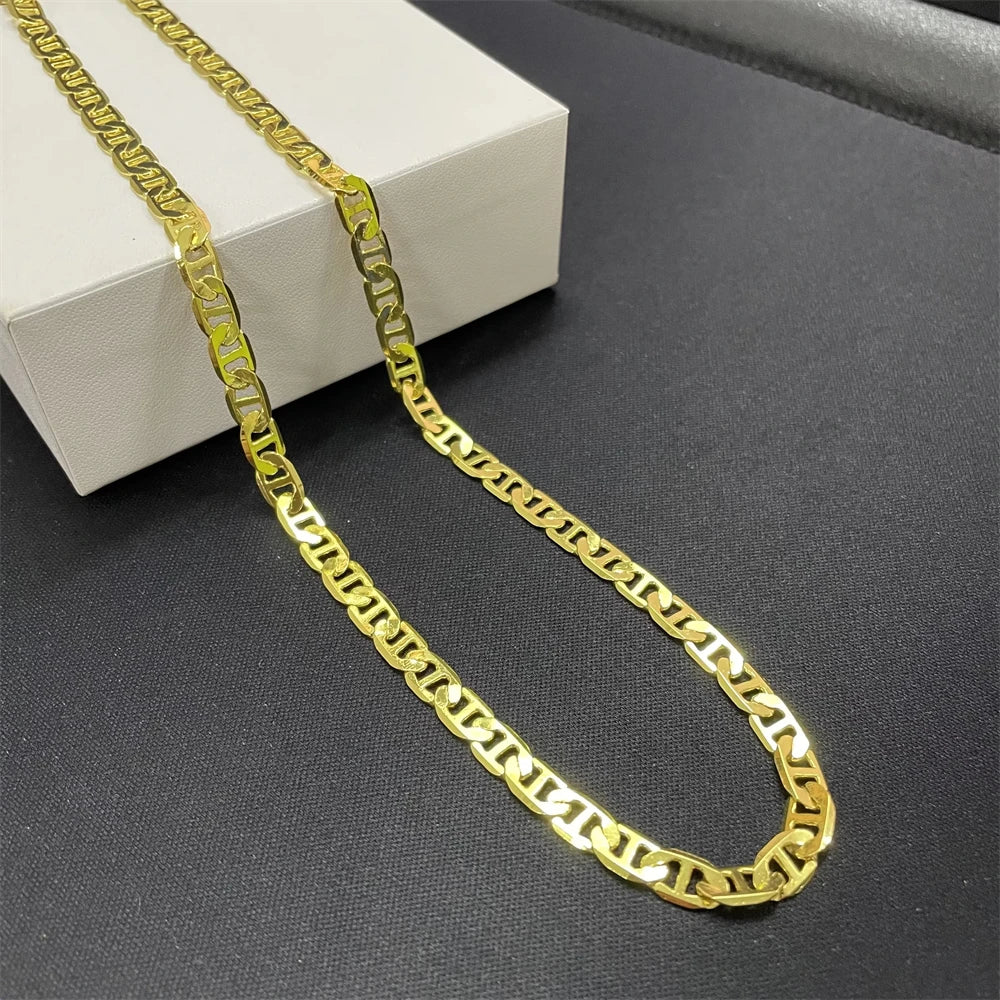 45-60CM 925 Sterling Silver 6MM Men's Necklace Bracelet Set 18K Gold Plating Luxury Quality Jewelry Wholesale Accessories