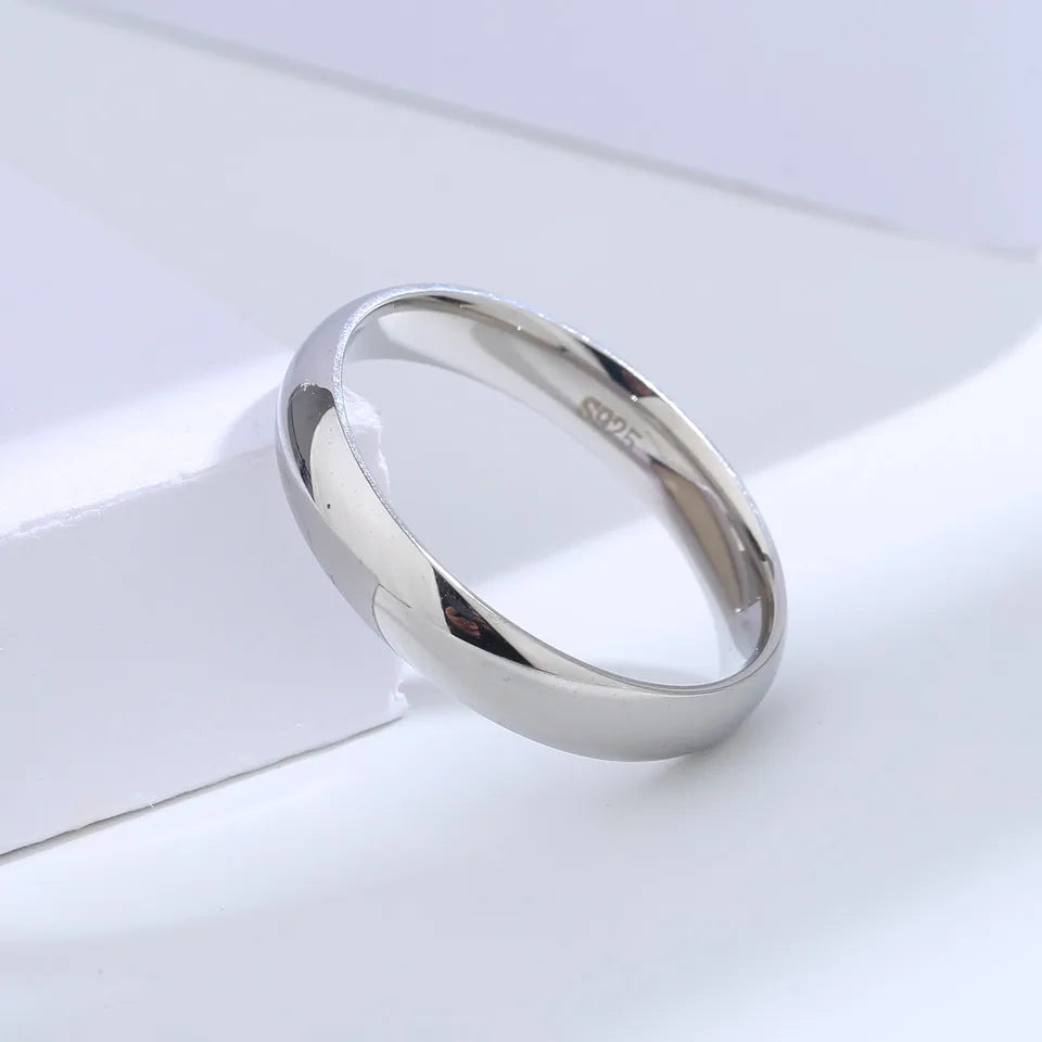 Buyee 925 Sterling Silver Couples Ring Sets Light Polishing Simple Ring for Woman Man Classic Wedding Fine Jewelry Circle