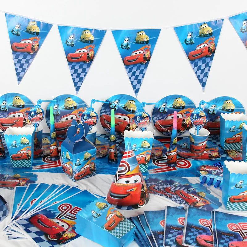 Disney Pixar Cars Birthday Party Decoration Cartoon Lightning Mcqueen Theme Disposable Tableware Balloons Supplies Baby Shower