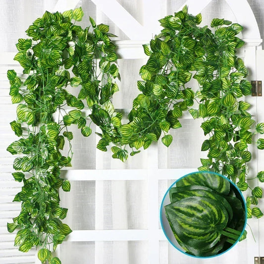 1PC 2.2M Artificial Plants Home Decor Green Silk Hanging Vines Fake Leaf Garland Leaves For Wedding Party Room Garden Decoration