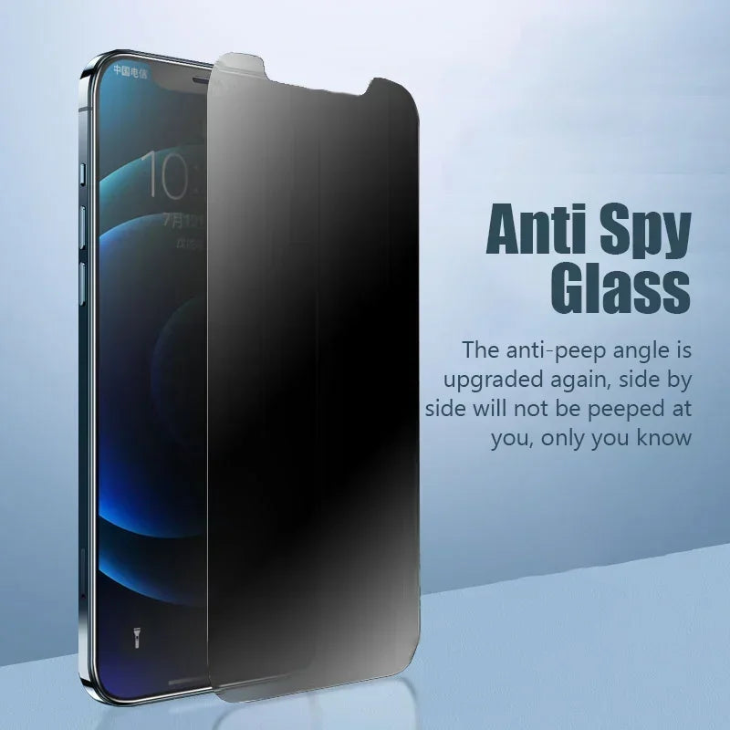 Bulbusbow Privacy Screen Protector for iPhone showing Anti-Spy and Anti-Glare features