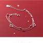 Round Bead Hollow Love Bracelet Heart Hand Decorated Double Design Sweet 925 Silver Plated Chain Bracelet for Women Girls Gifts