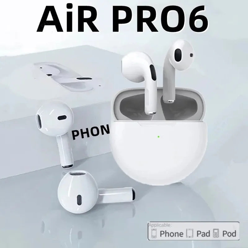 原装 Air Pro 6 TWS 无线蓝牙耳机入耳式耳塞带麦克风降噪耳机适用于 Apple iPhone 耳机