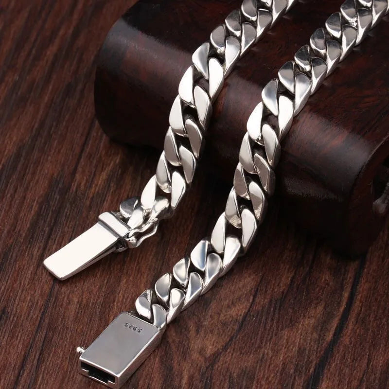 Factory Price 100% S925 Sterling Silver Bracelet 8MM Punk S925 Silver Jewelry Never Fade Men Jewelry Gifts