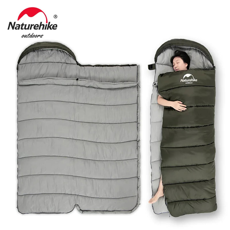 Naturehike Sleeping Bag Ultralight Winter Cotton Sleeping Bag Warmth Double Person Sleeping Bag Spliceable Camping Sleeping Bags