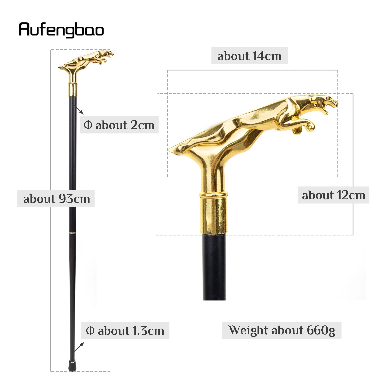 Gold Luxury Leopard Handle Fashion Walking Stick for Party Decorative Walking Cane Elegant Crosier Knob Walking Stick 93cm