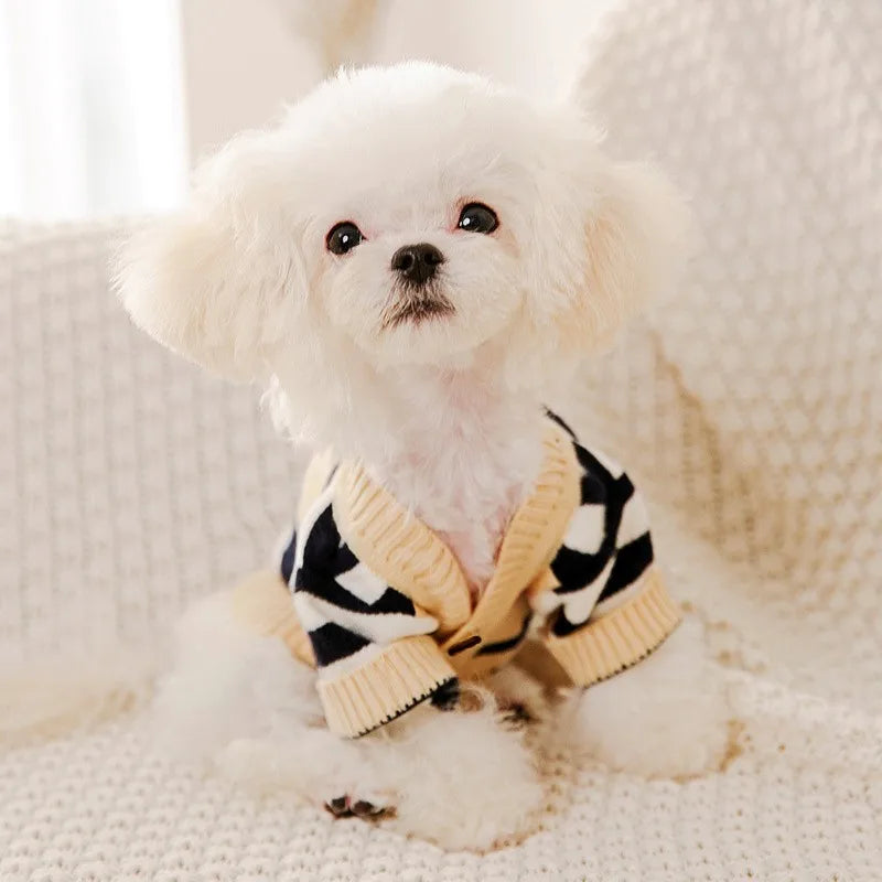 Luxury Dog Clothes Chihuahua Pet Striped Cardigan Sweater Bichon Frise Puppy Kitten Dog Warm Coat Cat Dog Accessories Pet Outfit