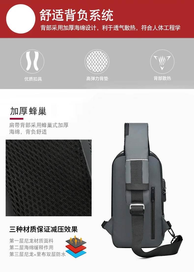 Fashion Men's Chest Bag Waist Packs High Quality Oxford Crossbody Bag Chest Pack Anti-theft Design Men's Handbag Shoulder Bag