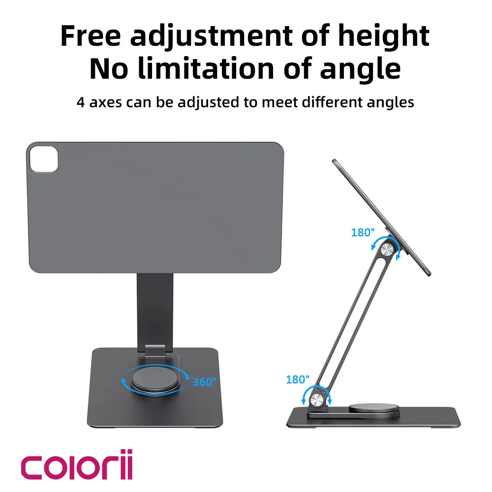 Magnetic Stand for iPad Pro M4 2024 11inch 13inch 360-degree rotate adjustable tablet holder Aluminium ally Folderable