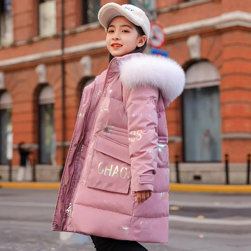 New Winter Down cotton Jacket Girls Waterproof Hooded Coat Children Outerwear Clothing Teenage 5-16Y clothes Kids Parka Snowsuit