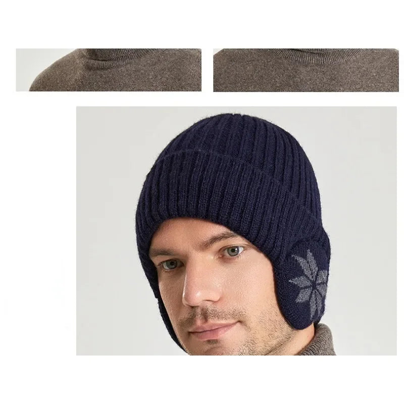 Men Women Winter Warm Plush Knitted Benines Snow Fashion Skullies Hat Unisex New Outdoor Coldproof Ear Protection Wool Caps