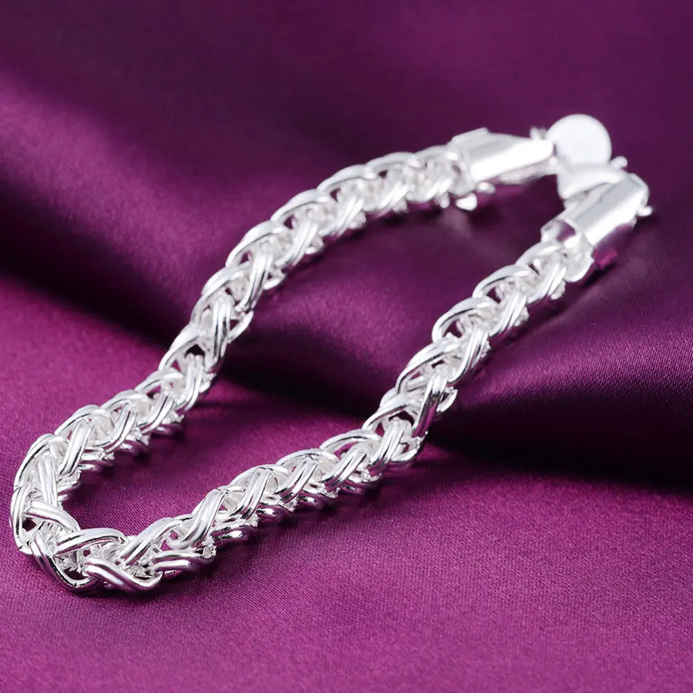 Hot retro twisting circle chain 925 Sterling Silver  Bracelet for woman Popular Wedding party Christmas Gifts fashion Jewelry