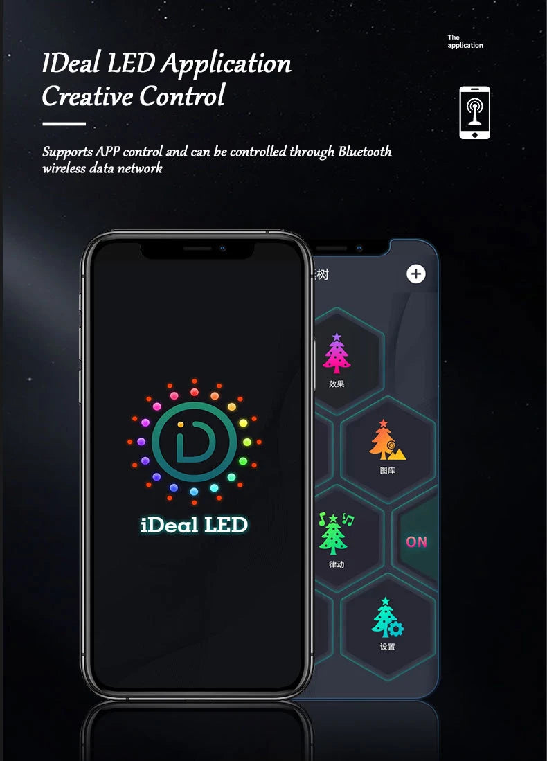 سلسلة إضاءة LED لشجرة الكريسماس بطول 2.1 متر مع تطبيق iDeal LED الذكي للتحكم في الإضاءة DIY للشحن السريع