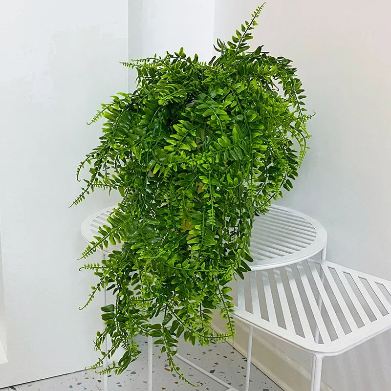 90CM Artificial Persian Fern Leaves Vines Plants Plastic Grass Hhome Room Decor Hanging Fake Plant Leaf Wedding Party Wall Decor