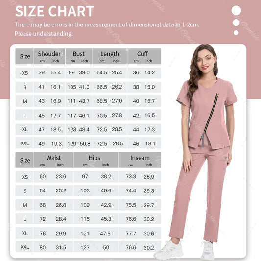 Medical Scrubs Set Women Beautician Spa Workwear Doctor Nurse Nursing Uniforms Pharmacy Dentistry Clothes Pet Shop Vet Work Suit