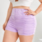 Plus Size Elastic Waist Sexy Summer Casual Ruched Shorts Women Solid Purple High Waist Skinny Biker Shorts Female Large Size 6XL