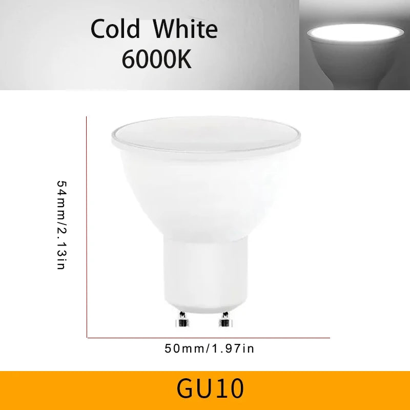 Bulbusbow's 12-Pack GU10 LED Spotlight Bulbs offering energy-efficient lighting solutions from 3W to 12W.