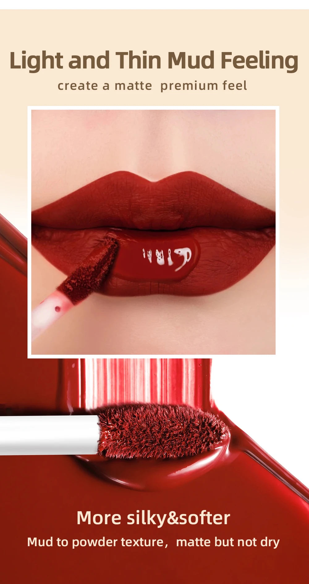 QIBEST Sexy Red Matte Lip Gloss Long Lasting Velvet Liquid Lipstick Lip Makeup Women Beauty Nonstick Cup Waterproof Lipgloss Hot