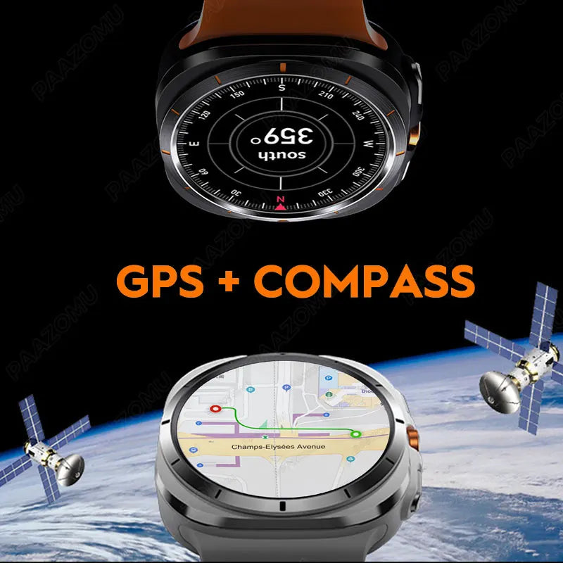 New For Galaxy Watch Ultra 7 Smart Watch Men's GPS Track 1.43" AMOLED HD Display Heart Rate Compass Smartwatch For Android iOS