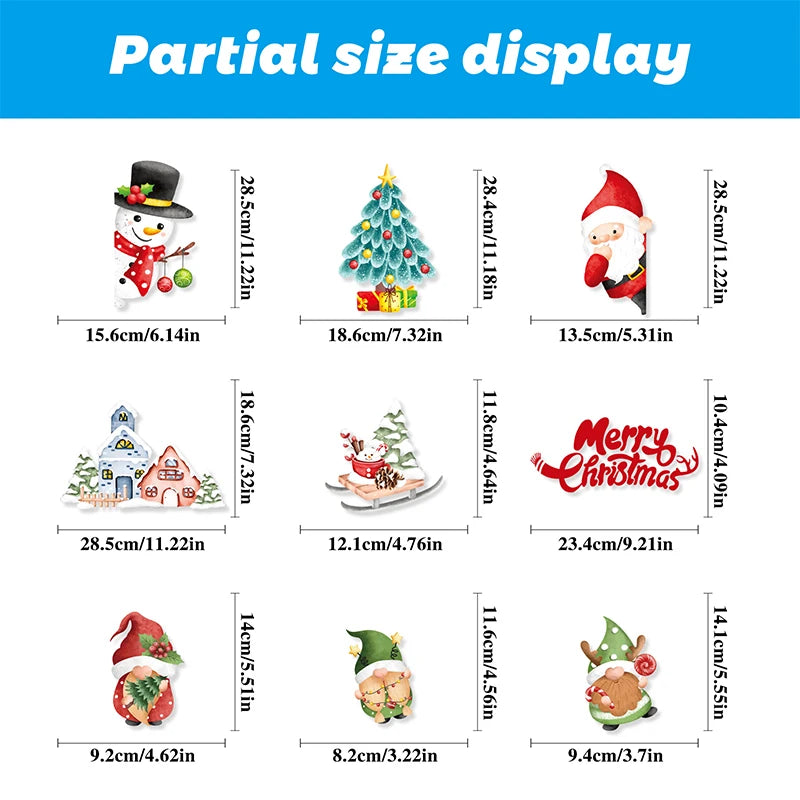 Double-Sided Christmas Window Clings Designs Snowflake Static Stickers Decoration White Xmas Ornaments Reusable Party Supplies