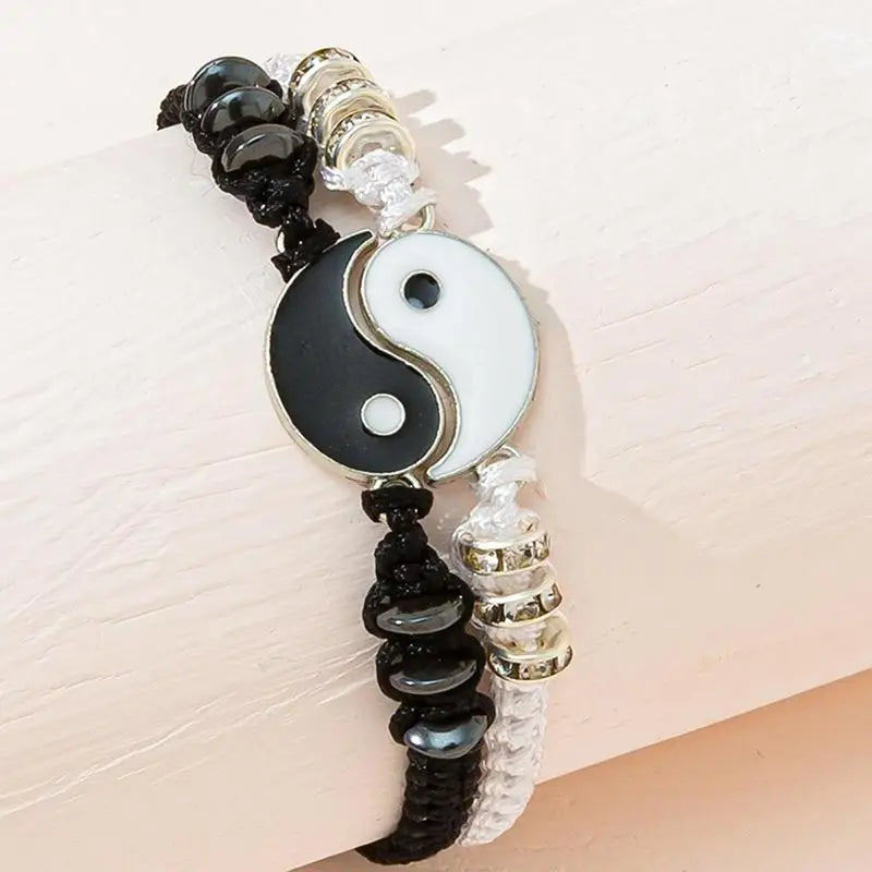 Bulbusbow Yin Yang Dragon Totem Woven Bracelet – Unisex Matching Friendship Jewelry Gift for Best Friends and Boyfriend