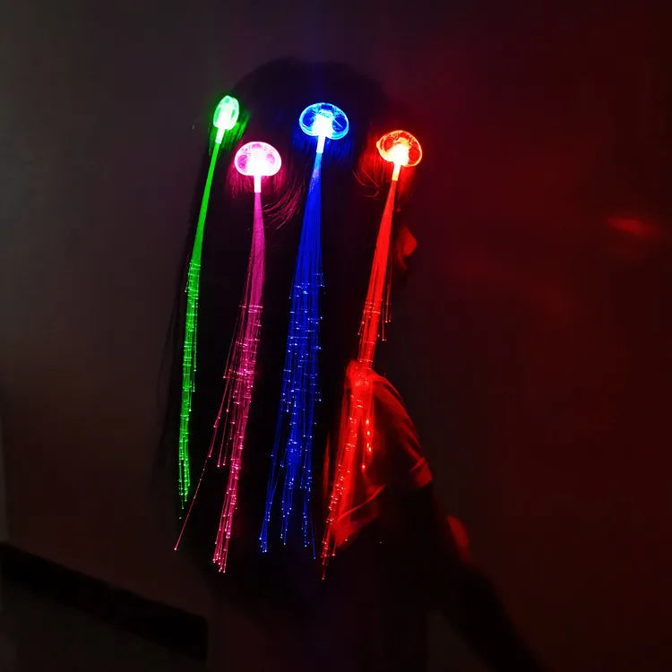 5/12 Pcs Glowing Hair Braid Led Glowing Braid Neon Party Glow In The Dark Christmas Lights  Halloween Decoration party favor