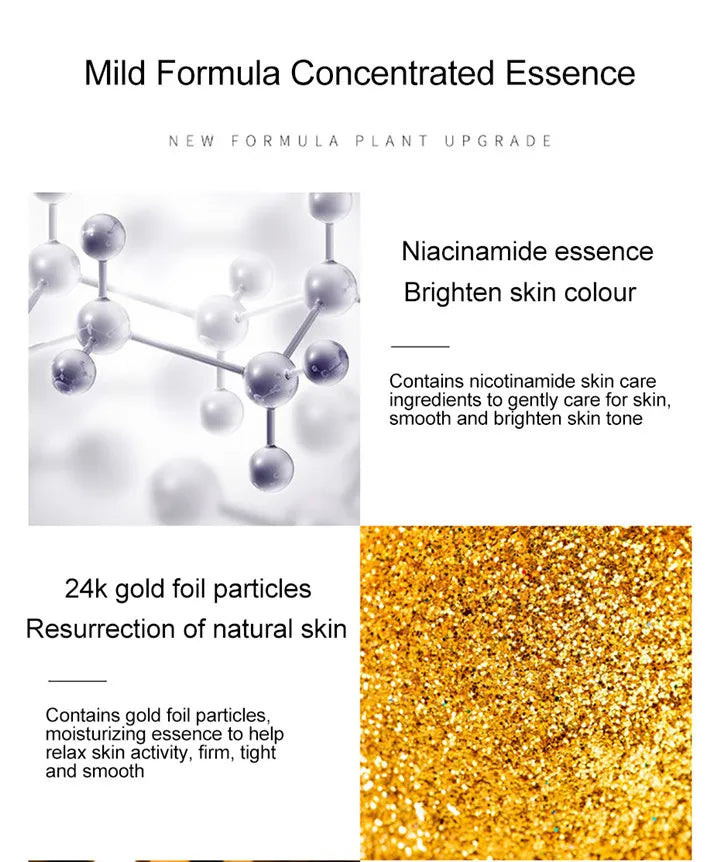 24K Gold Face Serum Hyaluronic Acid Repair Face Pores Serum Moisturizer Brightening Essence Cream Day Creams Skin Care