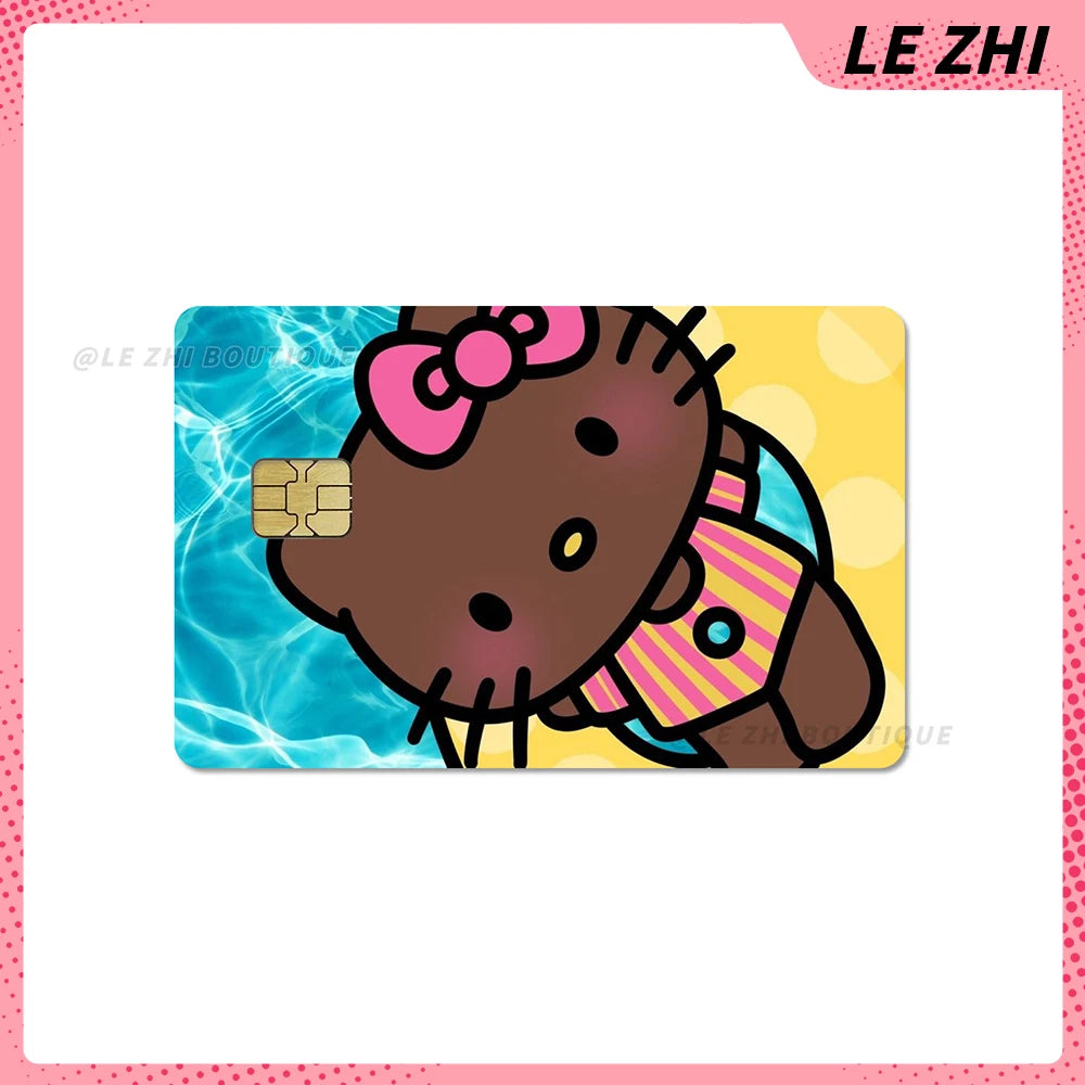 Hawaiian Black Skin Hello Kitty Diy Credit Debit Card Sticker Party Sticker Decoration Waterproof Small Chip Card Skin Sticker